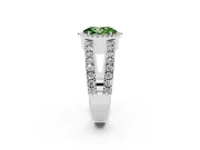 Fancy Green Oval Cut Diamond Halo Ring Set in Platinum with Pavé Split Shank and Prong Setting