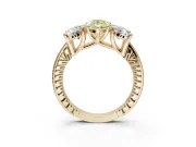 Pear-Shaped Vintage Three Stone Engagement Ring Setting for a Fancy Yellow Lab-Grown Diamond | Yellow Gold