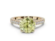 Round Pavé Solitaire Engagement Ring Setting for a Fancy Yellow Lab-Grown Diamond | Crossover Gallery | Yellow Gold