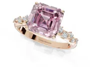 Asscher Cut Graduated Solitaire Engagement Ring Setting for a Fancy Pink Lab-Grown Diamond | Rose Gold