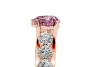 Heart-Shaped Graduated Engagement Ring Setting for a Fancy Pink Lab-Grown Diamond | Rose Gold