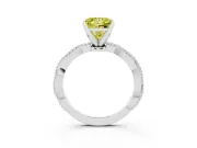 Fancy Yellow Princess Cut Diamond Solitaire Ring Set in White gold with Twisted Band and Bead Prong Setting
