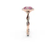 Radiant Cut Twist Halo Engagement Ring Setting for a Fancy Pink Lab-Grown Diamond | Rose Gold