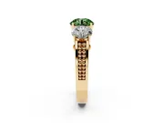 Round Engagement Ring Setting for a Fancy Green Lab-Grown Diamond | Three Stone | Yellow Gold