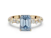 Emerald Cut Graduated Solitaire Engagement Ring Setting for a Fancy Blue Lab-Grown Diamond | Yellow Gold