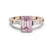 Emerald Cut Tapered Baguette Engagement Ring Setting for a Fancy Pink Lab-Grown Diamond | Rose Gold