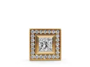 Princess Cut Lab-Grown Diamond Bezel Halo Pendant Necklace | Milgrain Edges | Yellow Gold