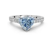 Heart-Shaped Pavé Engagement Ring Setting for a Fancy Blue Lab-Grown Diamond | Crossover Gallery | Sterling Silver
