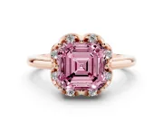 Asscher Cut Petal Halo Engagement Ring Setting for a Fancy Pink Lab-Grown Diamond | Rose Gold