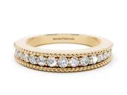 Round Lab-Grown Diamond Graduated Half Eternity Band | Twisted Rope Edges | Yellow Gold