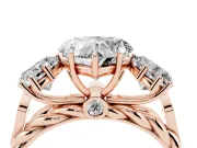 Heart-Shaped Three Stone Engagement Ring Setting | Braided Band | Rose Gold