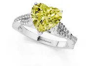 Fancy Yellow Heart Cut Diamond Solitaire Engagement Ring Set in Silver with Twisted Pavé Band and Prong Setting