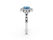 Round Milgrain Cluster Halo Engagement Ring Setting for a Fancy Blue Lab-Grown Diamond | Plain Band | Platinum