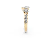 Heart-Shaped Three Stone Engagement Ring Setting | Accented Shoulders | Yellow Gold