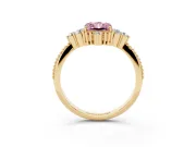 Fancy Pink Radiant Cut Diamond Cluster Ring Set in Yellow gold with Beaded Band