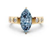 Marquise Tension Style Engagement Ring Setting for a Fancy Blue Lab-Grown Diamond | Yellow Gold
