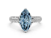 Marquise Three Row Pave Engagement Ring Setting for a Fancy Blue Lab-Grown Diamond | Sterling Silver
