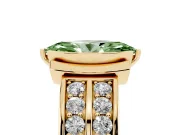 Marquise Half Bezel Engagement Ring Setting for a Fancy Green Lab-Grown Diamond | Double Row Channel Band | Yellow Gold
