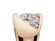 Round Three Stone Bypass Engagement Ring Setting | Sculpted Crossover Band | Rose Gold