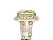 Asscher Cut Halo Split Shank Engagement Ring Setting for a Fancy Yellow Lab-Grown Diamond | Pavé Shoulders | Yellow Gold