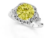 Round Vintage Halo Engagement Ring Setting for a Fancy Yellow Lab-Grown Diamond | Sterling Silver