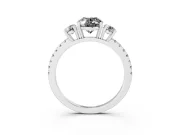 Oval Three Stone Engagement Ring Setting for a Black Center | Pavé Shoulders | Platinum