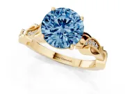 Round Vine Engagement Ring Setting for a Fancy Blue Lab-Grown Diamond | Yellow Gold