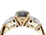 Pear-Shaped Three-Stone Engagement Ring Setting for a Black Center | Pear Side Stones | Yellow Gold