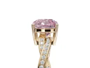Cushion Cut Twisted Pavé Solitaire Engagement Ring Setting for a Fancy Pink Lab-Grown Diamond | Yellow Gold