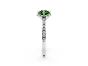 Cushion Cut Floral Petal Engagement Ring Setting for a Fancy Green Lab-Grown Diamond | Petal Accents | Sterling Silver