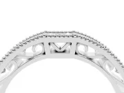 Round Lab-Grown Diamond Milgrain Wedding Band | Scroll Openwork Gallery | Sterling Silver