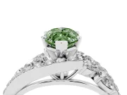 Fancy Green Marquise Cut Diamond Halo Ring Set in Platinum with Marquise and Pavé Band in Prong Setting