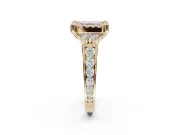 Asscher Cut Halo Engagement Ring Setting for a Fancy Pink Lab-Grown Diamond | Graduated Channel Band | Yellow Gold