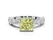 Princess Cut Engagement Ring Setting for a Fancy Yellow Lab-Grown Diamond | Platinum - Design NV-24455