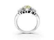 Oval Three Stone Split Shank Engagement Ring Setting for a Fancy Yellow Lab-Grown Diamond | Matching Sides | White Gold