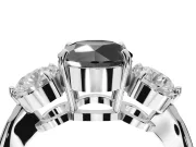 Fancy Black Round Cut Lab-Grown Diamond Three-Stone Ring Set in Platinum with Channel-Set Band and Prong Setting