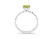 Oval Pave Solitaire Engagement Ring Setting for a Fancy Yellow Lab-Grown Diamond | Pave Shoulders | Platinum