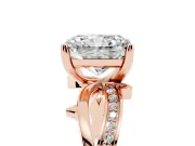 Radiant Cut Twisted Pavé Engagement Ring Setting | Pavé and Plain Strands | Rose Gold