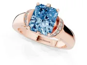 Radiant Cut Pavé Collar Engagement Ring Setting for a Fancy Blue Lab-Grown Diamond | Rose Gold
