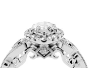 Marquise Vintage Milgrain Halo Engagement Ring Setting | Bezel Shoulder Accents | White Gold