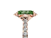 Emerald Cut Floral Petal Engagement Ring Setting for a Fancy Green Lab-Grown Diamond | Petal Accents | Rose Gold