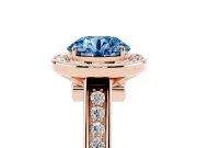 Round Rimmed Halo Engagement Ring Setting for a Fancy Blue Lab-Grown Diamond | Rose Gold