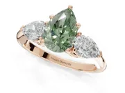 Pear-Shaped 3-Stone Engagement Ring Setting for a Fancy Green Lab-Grown Diamond | Rose Gold
