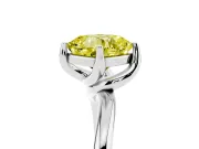 Cushion Cut Bypass Solitaire Engagement Ring Setting for a Fancy Yellow Lab-Grown Diamond | Plain Band | Sterling Silver