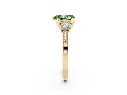 Pear-Shaped Hidden Halo Three Stone Engagement Ring Setting for a Fancy Green Lab-Grown Diamond | Yellow Gold