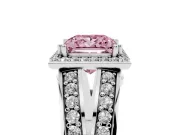 Princess Cut Halo Engagement Ring Setting for a Fancy Pink Lab-Grown Diamond | Pave Split Shank | Sterling Silver