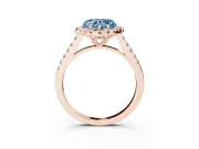 Heart-Shaped Raised Halo Engagement Ring Setting for a Fancy Blue Lab-Grown Diamond | Rose Gold