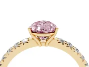 Pear-Shaped Pave Solitaire Engagement Ring Setting for a Fancy Pink Lab-Grown Diamond | Shared Prong Band | Yellow Gold