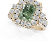 Radiant Cut Halo Engagement Ring Setting for a Fancy Green Lab-Grown Diamond | Graduated Channel Band | Yellow Gold
