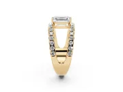 Emerald Cut Wide Open Split Shank Engagement Ring Setting | Pavé Strands | Yellow Gold